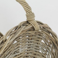 Gray wood log basket