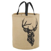 Sac à bûches en jute naturel motif cerf