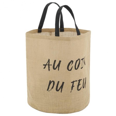 Sac à bûches en jute naturel "AU COIN DU FEU"