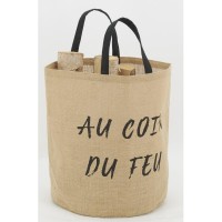 Natural jute log bag "AU COIN DU FEU"
