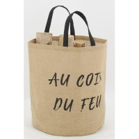 Sac à bûches en jute naturel "AU COIN DU FEU"