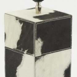 Sort og hvid ko hudlampe fod: Base Cottage Cow Skin & Deco Chic Rustic Chalet