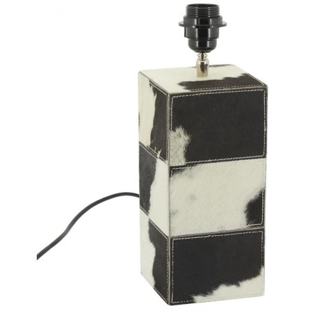 Black and white cowhide lamp base