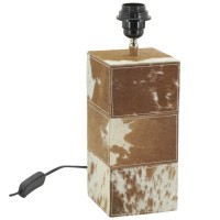 Marrón y blanco lámpara de vaca pies: lámpara de mesa rústica elegante y accesorio de vaca de patrón de cuero