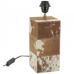 Braune und weiße Kuhlampe Fuß: schicke rustikale Tischlampe und Leder-Muster-Kuh-Fixierer