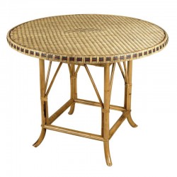 Runder Tisch aus Manau und Rattan, ø 100 cm