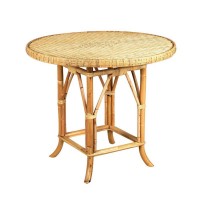 Table ronde en rotin naturel Ø120 cm pour jardin, terrasse et patio au style rustique élégant