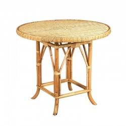 Round table in natural rattan Ø120 cm for garden, terrace and patio in elegant rustic style