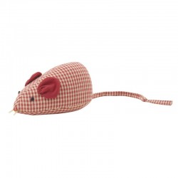 Mouse door stopper in red and white checked cotton