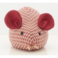 Cale-porte souris en coton à carreaux rouge et blanc