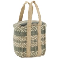 Cuña de algodón y yute cuña con asa: Puntuación pesada Puntuación Tela natural y puerta de parada Boho Chic