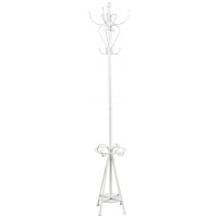 Coat rack in white lacquered metal with 8 hooks and umbrella holders