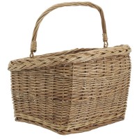 Brown buff wicker bicycle basket with handle