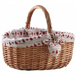 Wicker basket with Christmas tree lining
