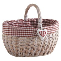 Panier en osier fendu teinté coton vichy