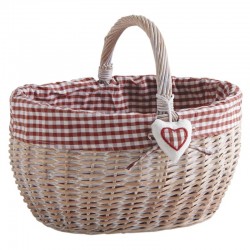 Panier en osier fendu teinté coton vichy