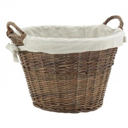 Large crude osier basket with jute lining