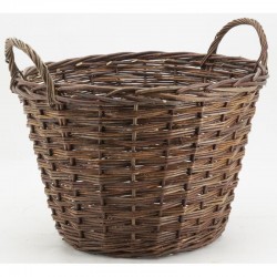 Round basket in raw wicker 2 handles ø 50 cm