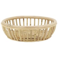 Großer runder Korb in natürlichem Rattan Ø42 cm | Geflochtener Lagerkorb für Wohnzimmer & Badezimmer