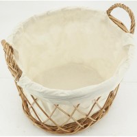 Corbeille à linge ovale en osier buff 2 poignées