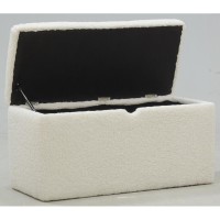 Coffre de rangement en bouclette blanc