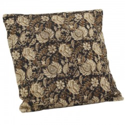 Coussin en coton fleurs marron 45 x 45 cm
