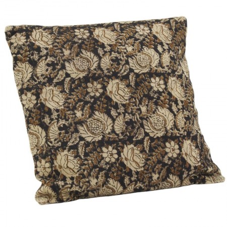 Coussin en coton fleurs marron 45 x 45 cm