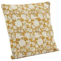 Coussin en coton fleurs jaunes 45 x 45 cm