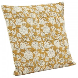 Coussin en coton fleurs jaunes 45 x 45 cm