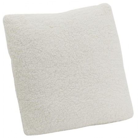 Coussin déhoussable blanc en bouclette 45 x 45 cm