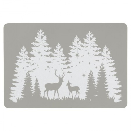 Set van 6 vinyl placemats van herten en dennen, 43 x 30 cm