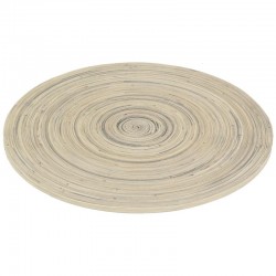 Set of 6 round placemats in natural and black stained bamboo ø 38 cm