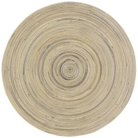 Set med 6 runda underlägg i natur- och svartbetsad bambu ø 38 cm