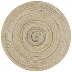Set med 6 runda underlägg i natur- och svartbetsad bambu ø 38 cm