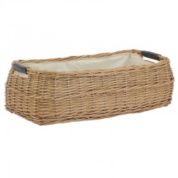 Bufb Brown Buff Wicker Basket med håndtak | Stor rektangulær kurv 57 x 27 x 17 cm