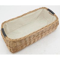 Corbeille de Rangement en Osier Buff Brun avec Poignées | Grand Panier Rectangulaire 57 x 27 x 17 cm