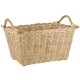 Laundry basket with natural rattan handles
