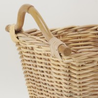 Laundry basket with natural rattan handles
