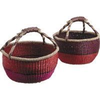Sac de courses rond en jonc rouge