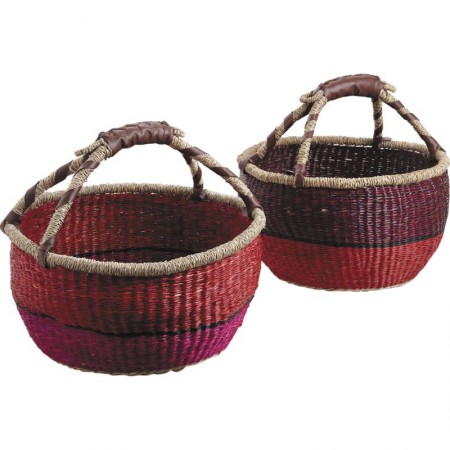 Sac de courses rond en jonc rouge