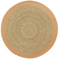 Runder Teppich aus natürlichem und terrakottafarbenem Binsenholz, ø 120 cm
