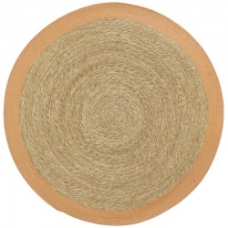 Tapis rond en jonc naturel et teinté terracotta ø 120 cm
