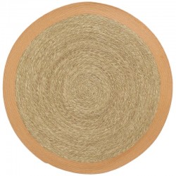 Runder Teppich aus natürlichem und terrakottafarbenem Binsenholz, ø 120 cm