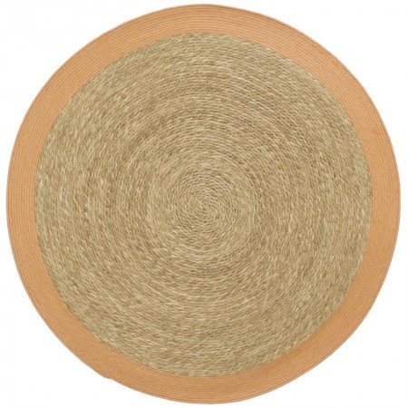 Tapis rond en jonc naturel et teinté terracotta ø 120 cm