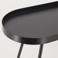 Ovalt sidebord i sort metal 70 x 30 x 57 cm