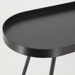 Mesa lateral oval em metal preto 70 x 30 x 57 cm