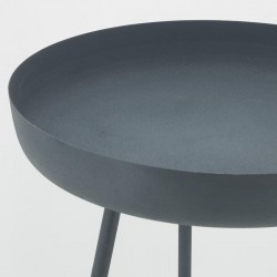 Round side table in blue tinted metal ø 42 h 59 cm