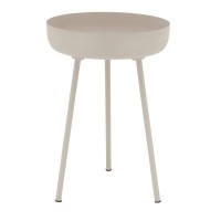 Round side table in beige tinted metal ø 33 h 48 cm