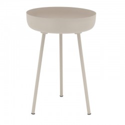 Table d'appoint ronde en métal teinté beige ø 33 h 48 cm