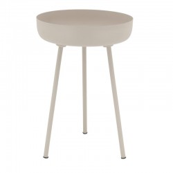 Round side table in beige tinted metal ø 33 h 48 cm